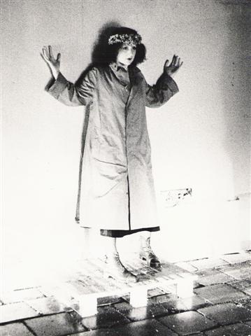 Sally Potter in site specific show devised for Women's Festival, De Lantern, Rotterdam 1975